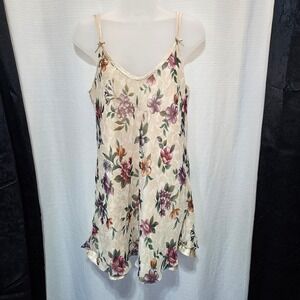 Dentelle Floral Nightgown Slip Dress Cream Flowers coquette Y2k Dainty  Sz Med